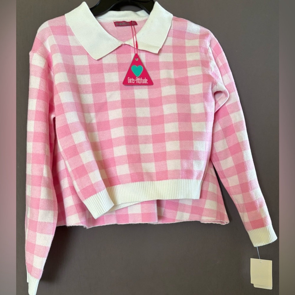 Pink Checkered Sweater